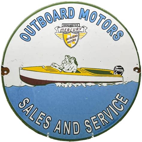 Vintage Mercury Outboard Motors Porcelain Sign Gas Station Pump Plate