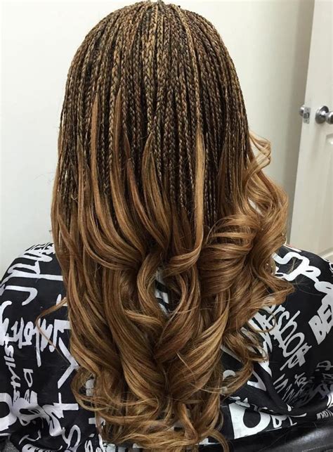 Highlighted Micro Braids With Curly Ends Micro Braids Styles African