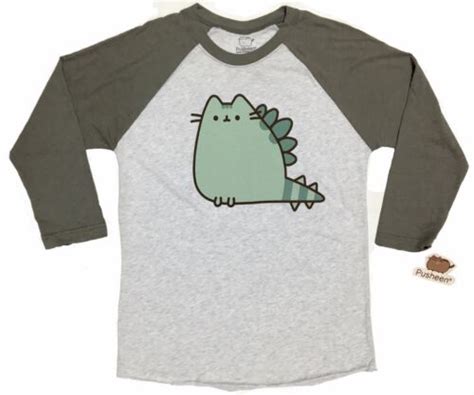 Pusheen The Cat Pusheenosaurus Ladies Raglan T Shirt Nwt Licensed