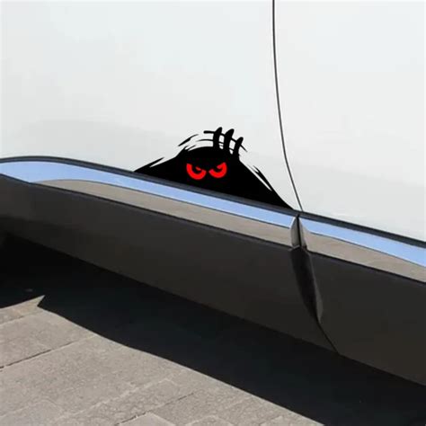 Redwhite Eyes Monster Peeper Scary Funny Car Bumper Window Vinyl Decal