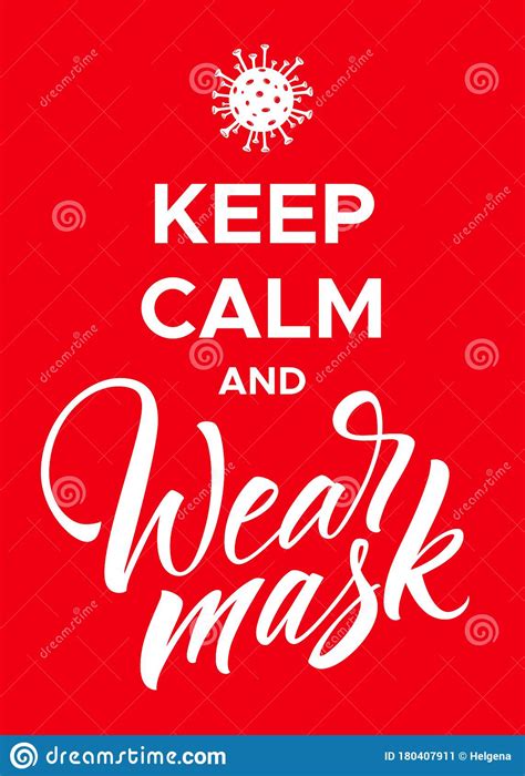 Keep Calm And Wear Mask Coronavirus Poster Stock Vector Illustration
