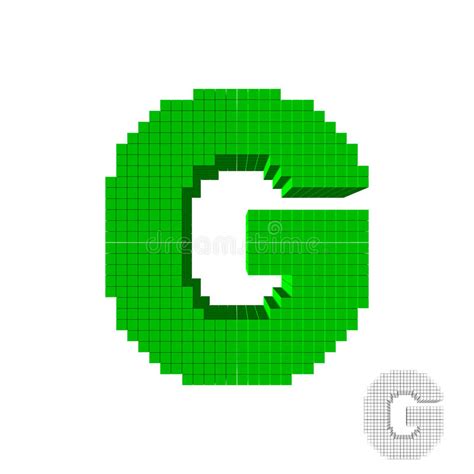 3d Pixelated Capital Letter G 3d Vector Illustration Front Vi Stock