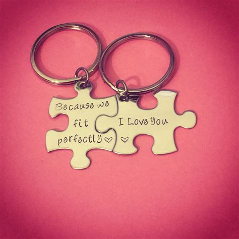Because We Fit Perfectly I Love You Couples Keychains Couples Gift