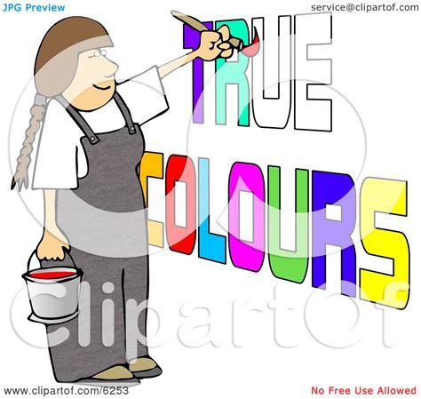 Female Painter Painting True Colours On A Wall Clipart Picture By Djart