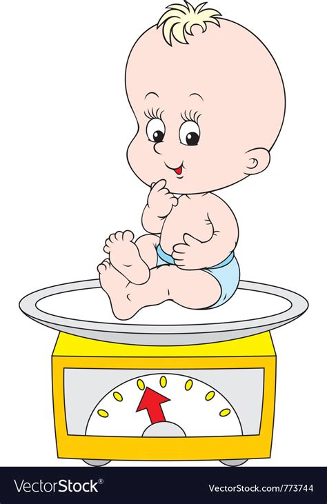 Small Child Weighed On Scales Royalty Free Vector Image