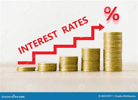 Interest Rate Financial And Mortgage Rates Concept Stack Of Coin
