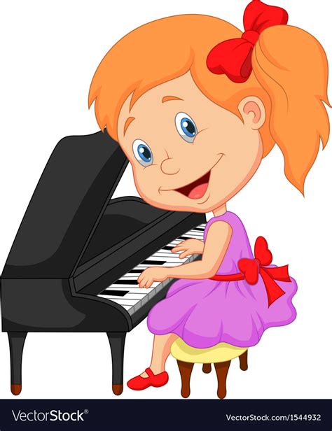 Cute Little Girl Cartoon Playing Piano Royalty Free Vector