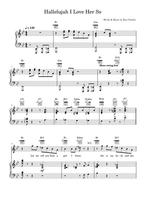 Hallelujah I Love Her So Sheet Music For Piano Vocals By Ray Charles Official