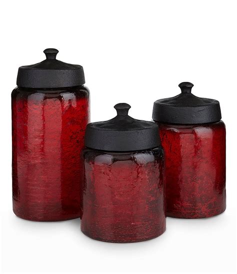 Kitchen glass canister set of 3 food storage containers kitchen canisters glass jars set. Artimino Red Glass Canisters with Metal Lid | Glass ...