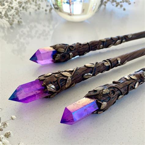 Dark Crystal Wand Purple And Gold Wand Hand Carved Magic Etsy In 2021