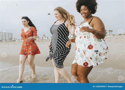 Curvy Women At The Beach Stock Photo Image Of Friends