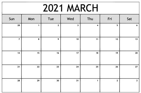 March 2021 Calendar Pdf Excel Word Templates
