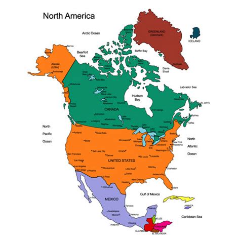 North America Regional Printable Pdf And Powerpoint Map Usa Canada