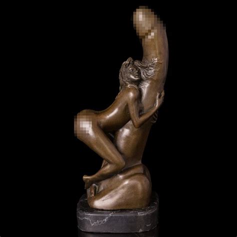 Erotic Art Nude Woman Bent Over Statue Bronze Western Naked Female