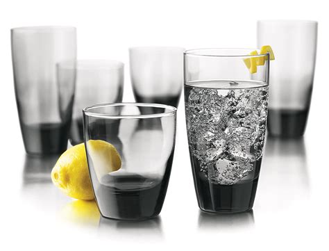 Libbey Classic 16 Piece Cups Glasses Glassware Smoke Set Grey T Water Glass Ebay