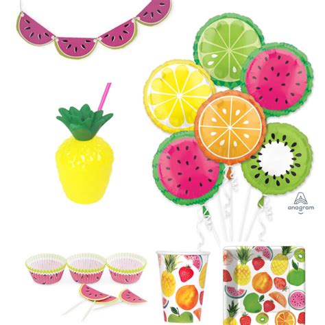The Party Supplies Include Watermelon Pineapple And Orange Slices On