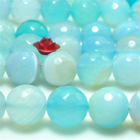 Yesbeads Blue Banded Agate Faceted Round Beads Gemstone Wholesale