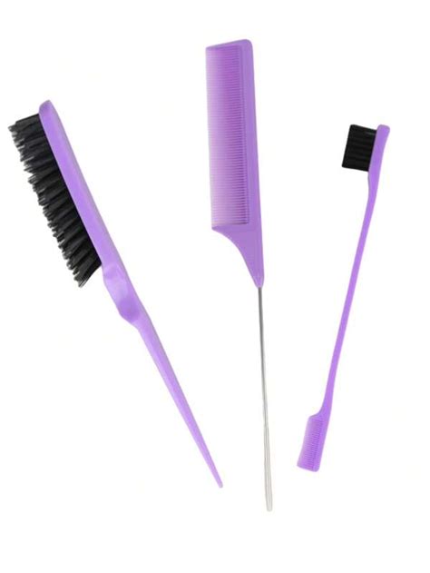 3 pcs slick back hair brush set bristle hair brush edge control brush teasing comb shein usa