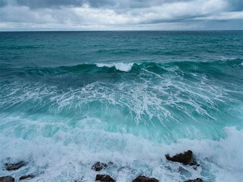 View Of Ocean Waves And A Fantastic Rocky Shore Stock Image Image Of