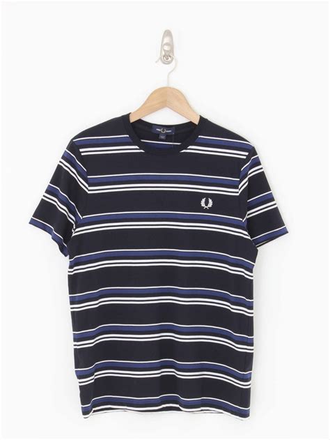 Fred Perry Fine Stripe T Shirt In Navy Northern Threads