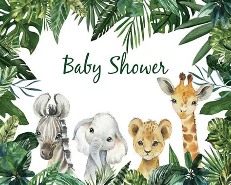 Baby Shower Backdrop Jungle Safari Animals Backdrops Tropical Etsy