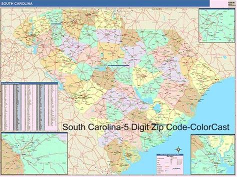 South Carolina Zip Code Map From