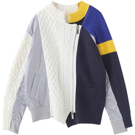 Itgirl Shop Rainbow Stripes White Knit Volume Sweater