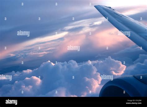 Early Morning Sunrise From The Airplane Window Stock Photo Alamy