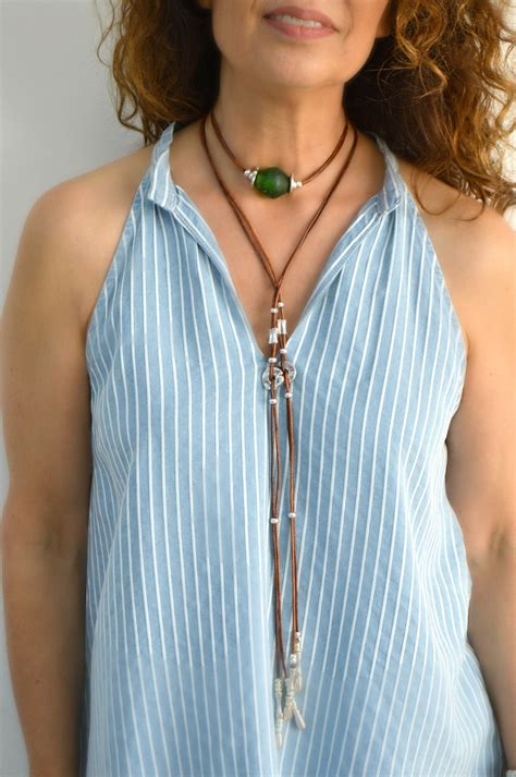 lariat necklace for women layered and long leather necklace etsy in 2020 ibiza fashion long