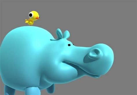 Hippo Cartoon Character Rigged 3d Model Fbx Ma Mb Obj