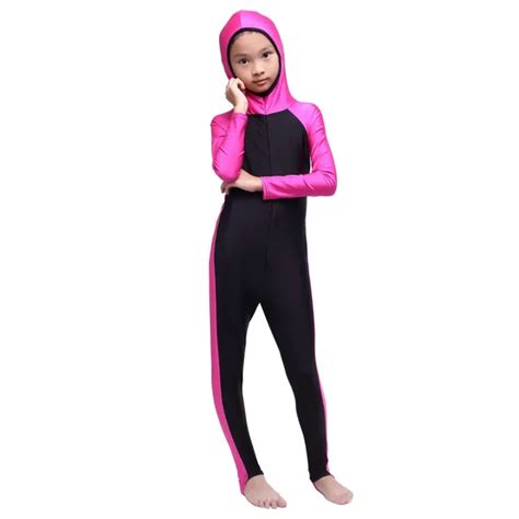 New Muslim Arab Kids Girls Modest Swimwear Full Cover Swimsuit Islamic