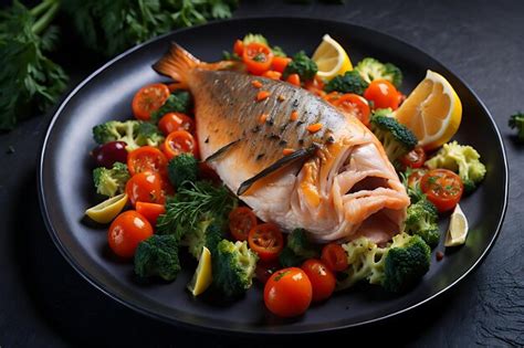 Premium Ai Image Tasty Cooked Fish With Fresh Vegetables