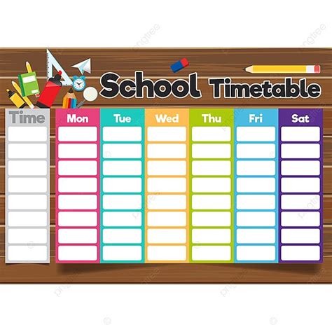 School Timetable Template On Abstract Background School Timetable
