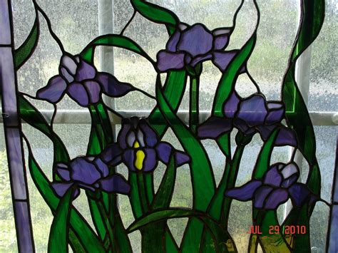 Custom Made Iris Stained Glass Panel By Artistic Stained Glass And More
