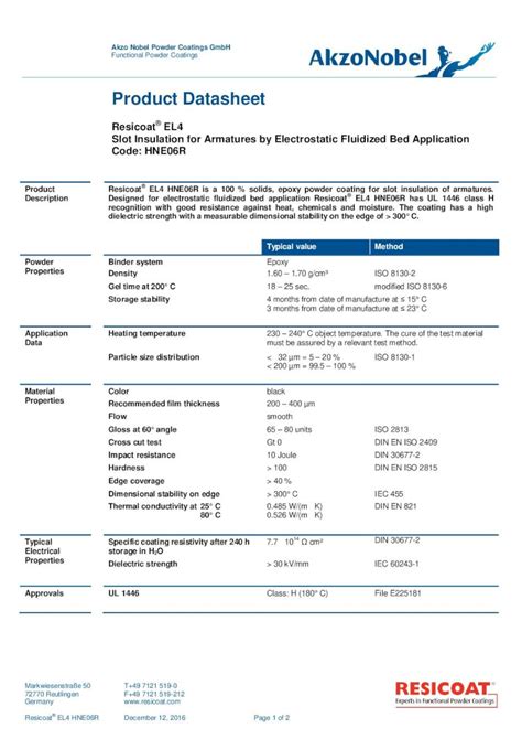 PDF Product Datasheet Resicoat AkzoNobel Powder Datasheet