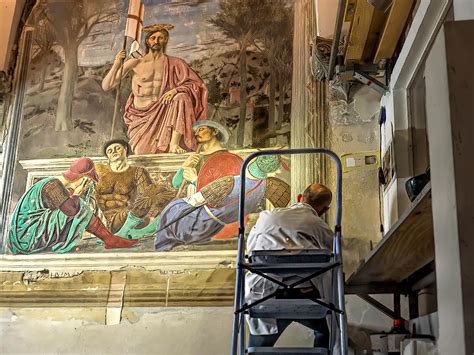 Piero Della Francesca Painting Being Restored In Sansepolcro Italy