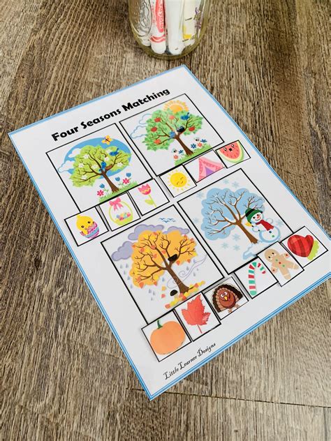 Seasons Of The Year Matching Game Etsy Kindergarten Learning Games