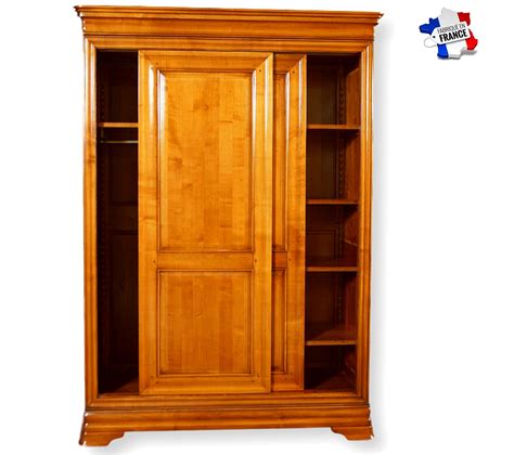Armoire Portes Coulissantes - Merisier Massif - 100% Made In France ...