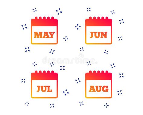Kalender Maj Juni Juli Och Augusti Vektor Illustrationer