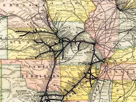 Vintage Missouri Pacific Railroad Map 1886