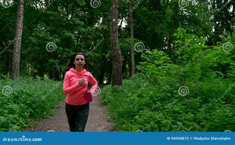 Woman Runs Through The Forest Slow Motion Stock Video Video Of