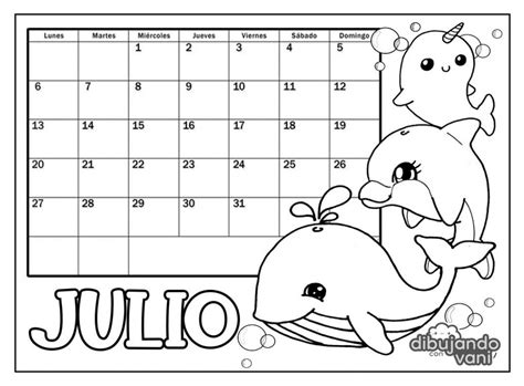 Julio 2020 Para Imprimir Calendario Kawaii Dibujando Con Vani