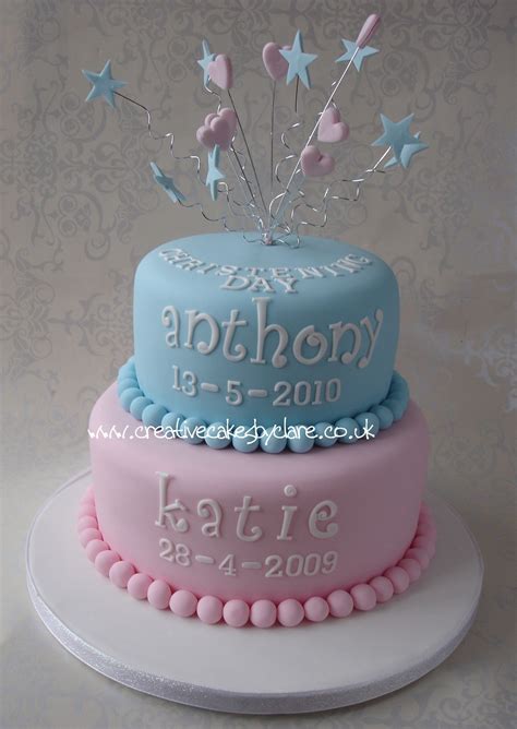 Your baby's baptism is a special and spiritual event that is meant to be shared with family and friends. Joint Christening | Twin birthday cakes, Birthday cake kids, Dedication cake