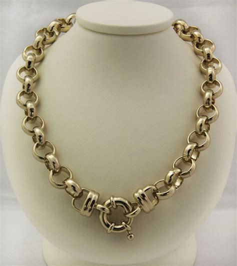 Novahag Huge 9ct Gold Ladies Belcher Necklace 74g Solid Gf 9k
