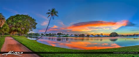 Sunset At Lake In Palm Beach Gardens Florida Hdr Photography By
