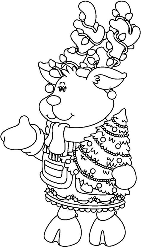 Cute Girl Reindeer Christmas Tree Coloring Page Christmas Coloring