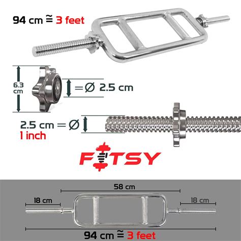 Fitsy 3 Feet Standard Egg Biceps And Triceps Bar With Spinlocks 25 Mm