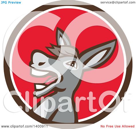 Clipart Of A Retro Hee Hawing Braying Donkey In A Brown