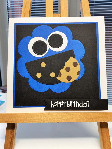 Monster card update on 6th of july: Handmade Sesame Street Cookie Monster card made with generic shape dies and Paper Smooches ...