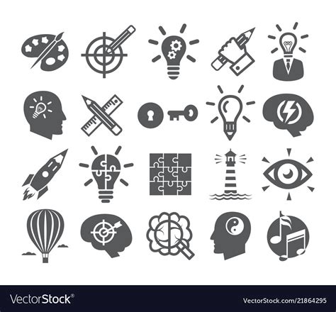 Creativity Icons Set Icons For Inspiration Idea Vector Image